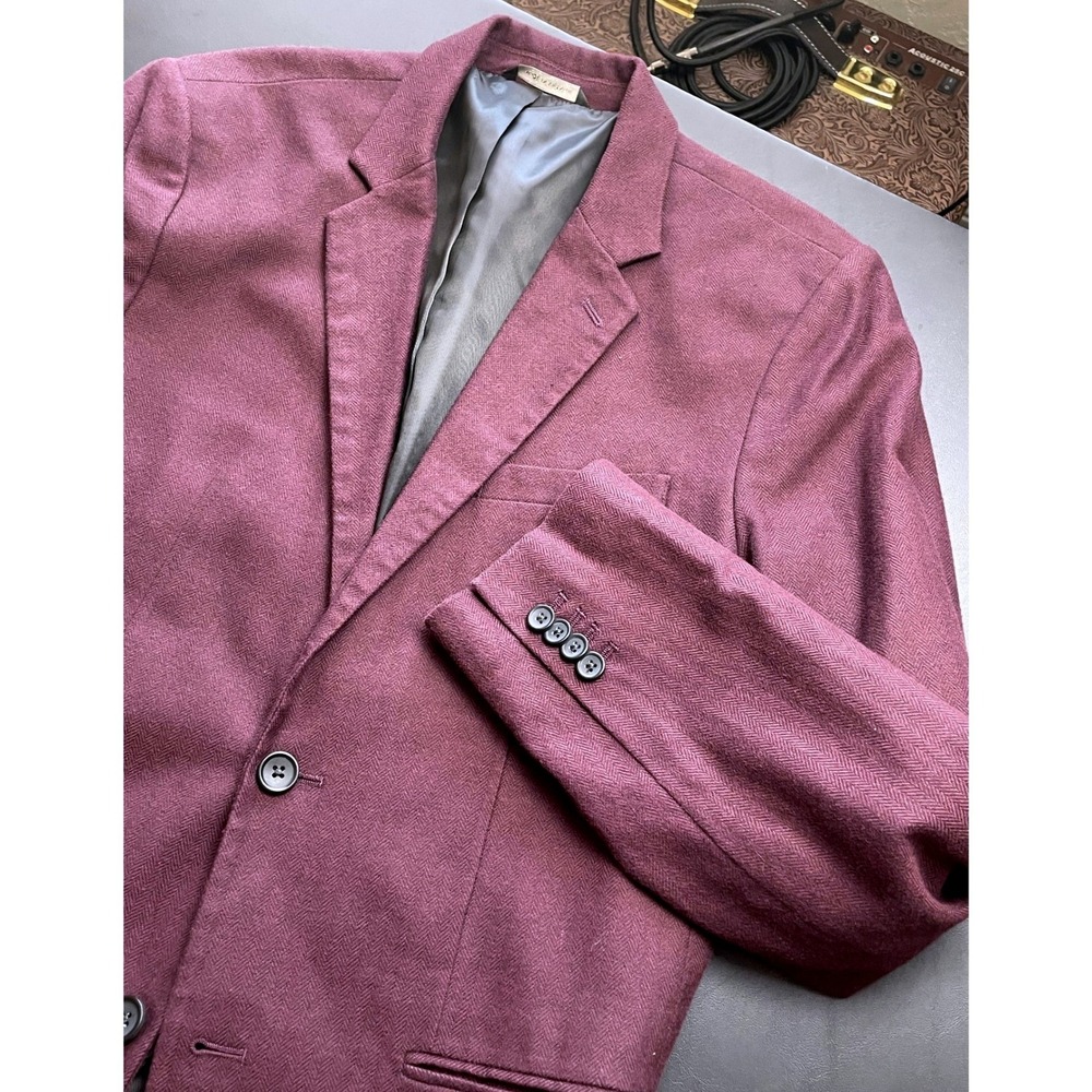 Banana Republic 42L Burgundy Herringbone Tailored Slim Fit Blazer Mens